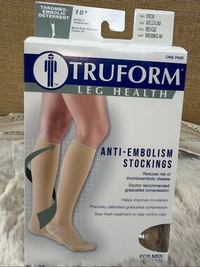 Truform | Unisex, Anti-Embolism Knee High Stockings - Beige, Medium, NWT